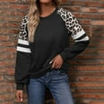 thumbnail image 2 of Fiaer Leopard Crew Neck Sweatshirts Women Plus Size Long Sleeve Pullover Warm Fashion Loose Fit Fall Comfort Tops Black XL, 2 of 5