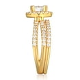 thumbnail image 4 of Wellingsale Ladies Solid 14k Yellow Gold Polished CZ Cubic Zirconia Round Cut Halo Engagement Ring with Side Stones - Size 8.5, 4 of 6
