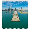 thumbnail image 3 of Ambesonne Chicago Skyline Shower Curtain, Navy Pier City, 69"Wx84"L, Multicolor, 3 of 3