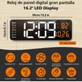 thumbnail image 2 of Reloj de pared digital 6626 color negro con naranja，16.2 '' reloj led con control remoto, fecha, temperatura y alarma, 2 of 4