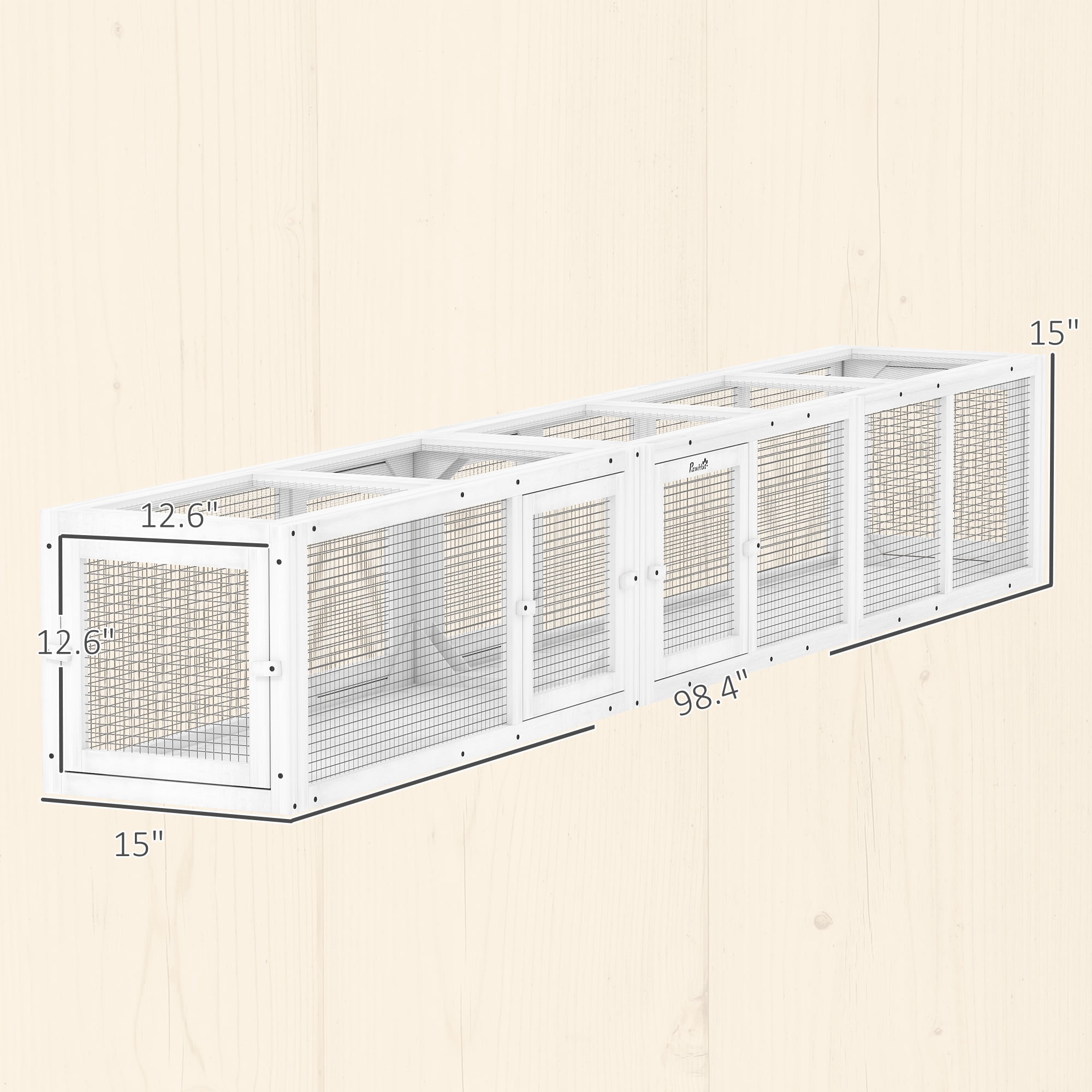 PawHut 98" Cat Tunnel Outdoor with Combinable Design, Doors, White