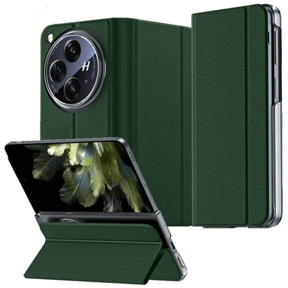 Dteck for OnePlus Open Case, Classic PU Leather OnePlus Open Flip Cover with Camera Protector Magnetic Closure Slim Thin Hard PC Full Coverage Folio Cover Case for OnePlus Open,Green