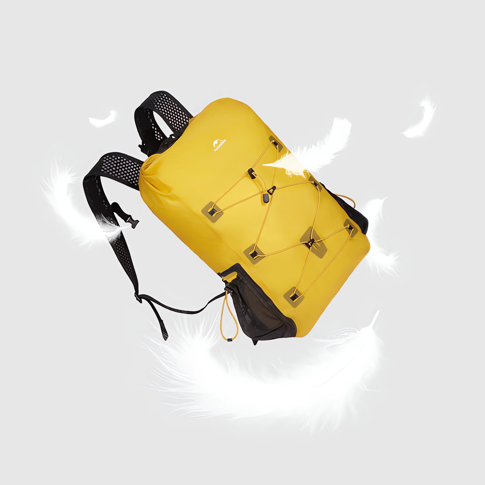 Naturehike Ultralight Waterproof Backpack with Side Pocket, 25L Dry Bag with Breathable Mesh Straps for Hiking, Camping and Trave Yellow