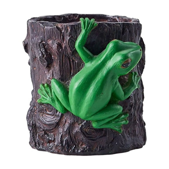 Funny Frog Succulent Pots Pen Holder Resin Frog Flower Pot Pencils Holder Desktop Ornament Home Decoration