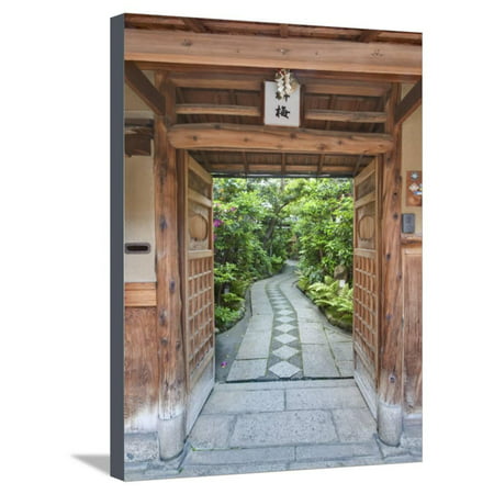 Restaurant Entrance at Gion, Kyoto, Japan Stretched Canvas Print Wall Art By Rob