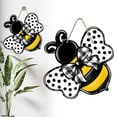 thumbnail image 2 of Bumble Bee Spring Summer Front Door Sign, Polka Dot Farmhouse Wood Door Hanger Outdoor Outside Porch Decor, Buffalo Plaid Check Bow Wooden Wreath Indoor Wall Hanging Decoration, 2 of 9