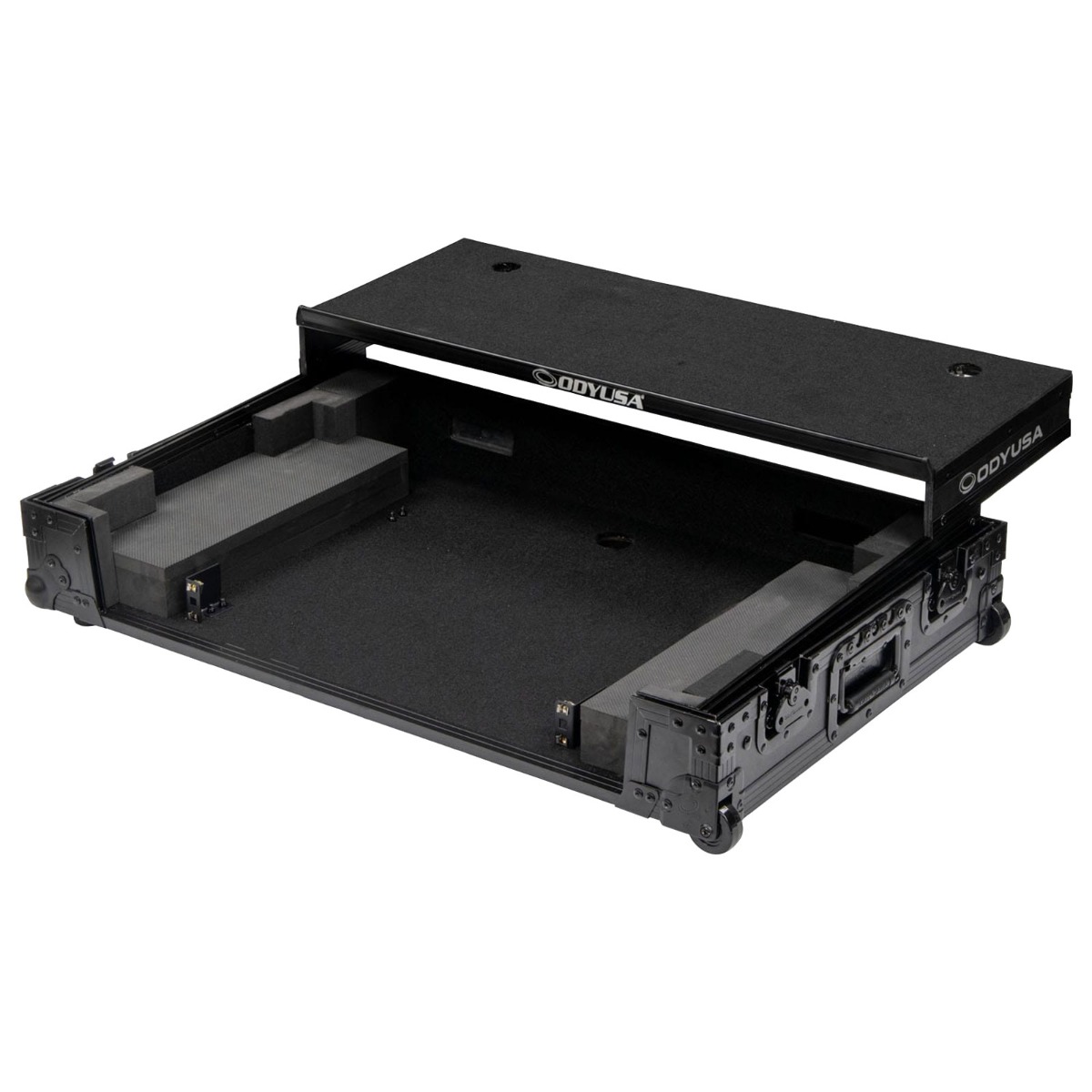 Odyssey FZGSDDJREV5CWBL Black Label 1U Flight Case for Pioneer DDJ-REV5 DJ Controller with Laptop Platform & Wheels with Lock Package