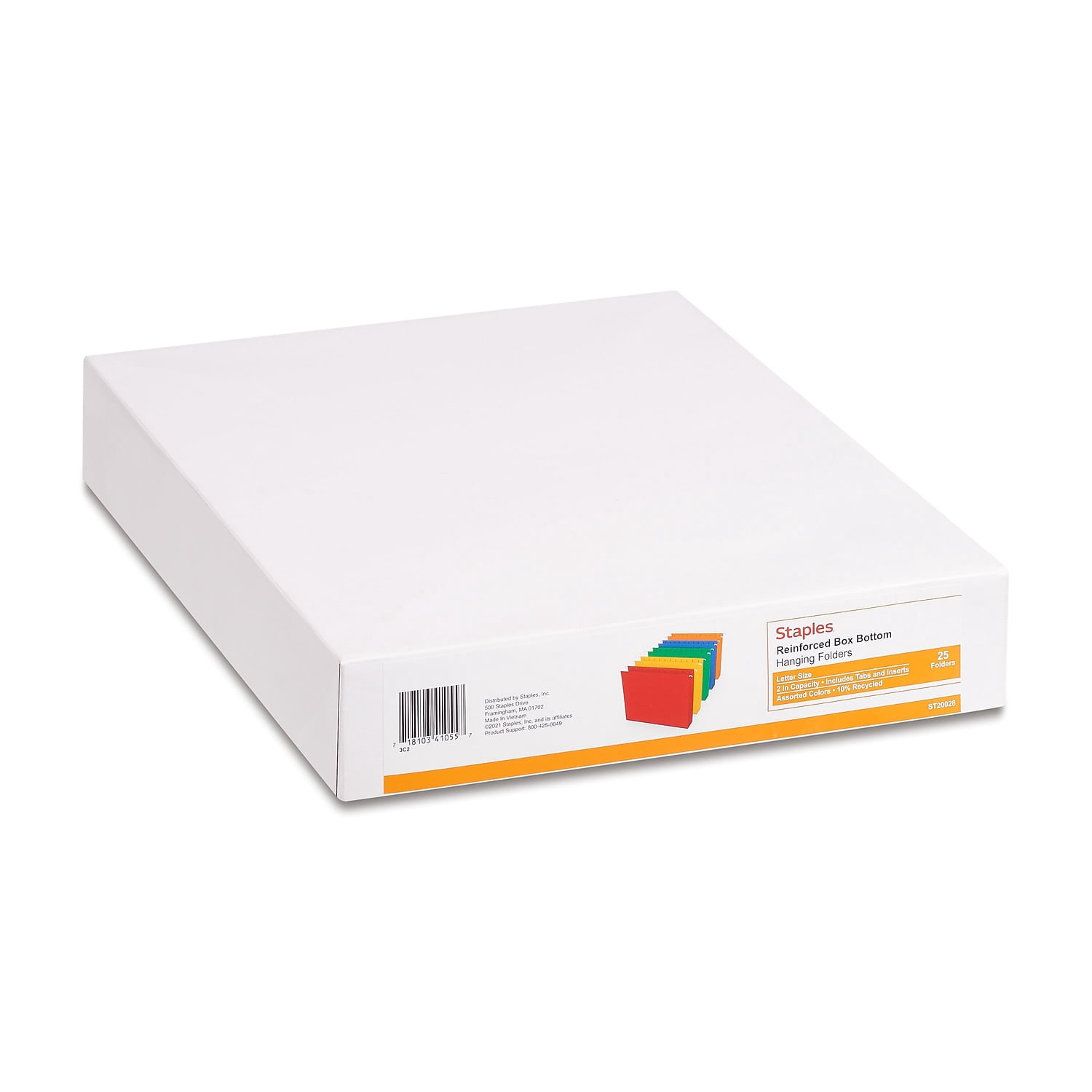 Staples Hanging File Folders 5-Tab 2" Expansion Letter Sz Asst Colors 25/BX 884239