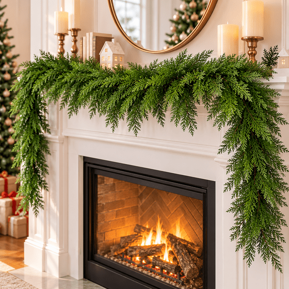 Clearance! Artificial Green Pine Garland,Xmas Wall Swag and Fireplace Decor for Dining Room,Indoor Holiday and Christmas Table Decorations