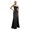 Black M, variant on Women Evening Dress Spaghetti Strap Low-cut Off Shoulder Backless Sleeveless Slit Hem Pleated Maxi Dress Satin Wedding Banquet Ball Gown