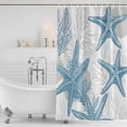 thumbnail image 2 of Coastal Starfish Shower Curtain Set - 48" x 72" Washable Bathtub Curtain with 12 Hooks, 0cean Nautical Coral Seagrass Nature Waterproof Fabric Stall Shower Curtains for Bathroom/Bathtub Décor, 2 of 6