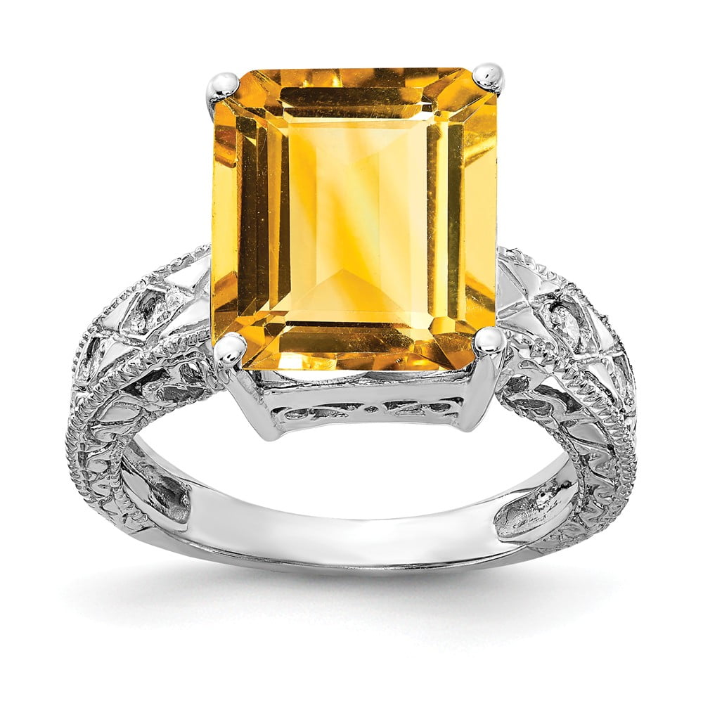 4CT Emerald Cut Yellow Citrine Wedding Bridal Band Ring Set 14k Rose Gold Finish