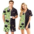 thumbnail image 3 of WJOSBXT Matching Halloween Pajama Sets for Couples Skeleton Pumpkin Graphic Sleepwear Shorts Sleeve Button Down Shirts & Pajama Shorts Oversized Holiday Loungewear Sets, 3 of 7