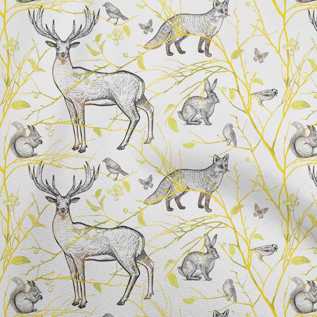 oneOone Cotton Flex Yellow Fabric Animal Sewing Craft Projects Fabric Prints By Yard 40 Inch Wide