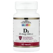 21st Century Vitamin D3, 25 mcg (1,000 IU), 60 Tablets