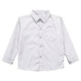 thumbnail image 4 of LiiYii Kids Boys Long Sleeve Button Down Dress Shirt Formal Uniform Turn Down Collar Tops Solid Color Blouse White 9-10, 4 of 6