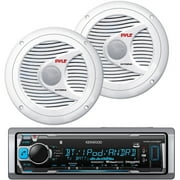 Kenwood KMR-M315BT Single-DIN In-Dash Marine Mechless Digital Receiver with Bluetooth and Pyle Hydra Series Speakers