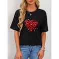thumbnail image 1 of Women's Valentine's Day Cute Heart Print T-Shirt - Casual Short Sleeve, Breathable Crew Neck Top for All Seasons, Everyday T-Shirt|Relaxed Fit Tee Tee For Adult, Men, Women, Teen, Teenager, Adolesce, 1 of 5