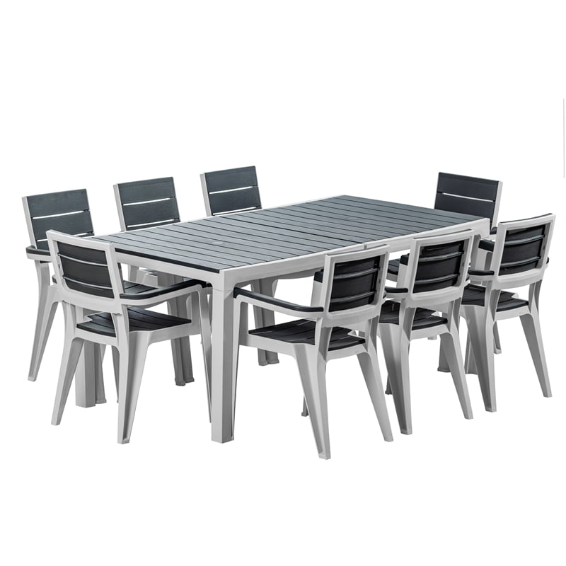 Inval Madeira 9Piece Resin Outdoor Patio Dining Table Set with 8