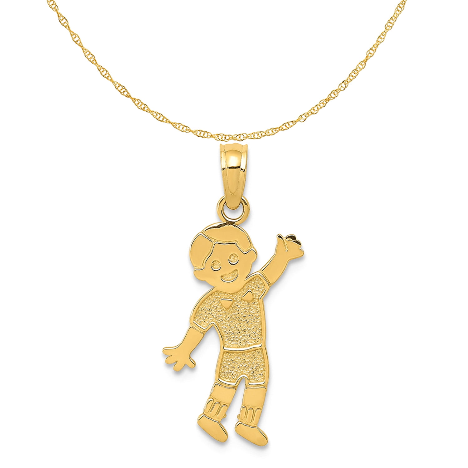 Carat in Karats 14K Yellow Gold Boy Pendant Charm (25mm x 10mm) With