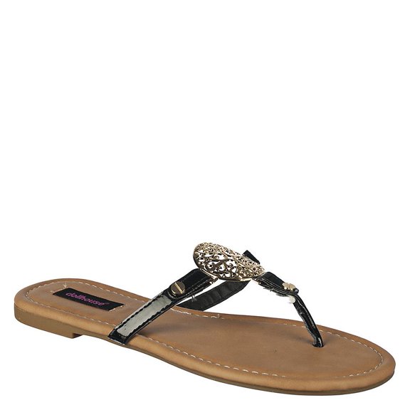Dollhouse Thong Gold Accent Flip-flop Summer Sandals