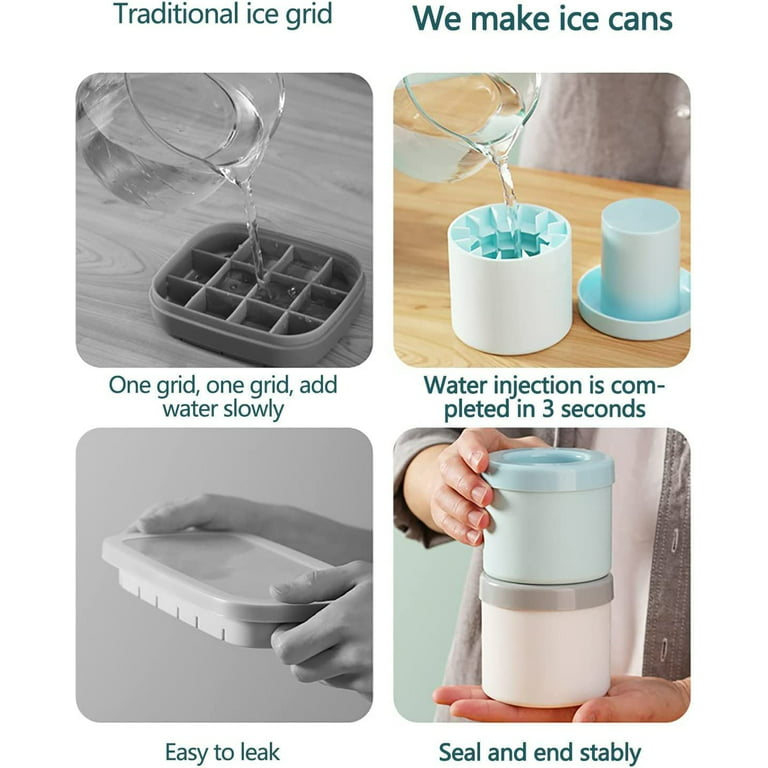  Mini Ice Cubes Maker, Decompress Ice Lattice,Cylinder 3D  Silicone Ice Lattice Molding Ice Maker,Holds to 60 Ice Cubes Portable Ice  Trays for Freezer Coffee, Whiskey, Juice, Water (Blue): Home & Kitchen