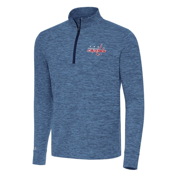 Men's Antigua Heather Navy Washington Capitals Cause Quarter-Zip Top