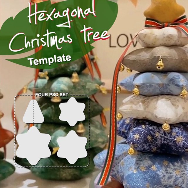 Fiudx Decoraciones Navideñas Interiores 2023 Juego De Reglas De Plantilla De Árbol De Navidad Con Estrella, 4 Piezas, Entrega De Campana De Plantilla De Árbol De Navidad,