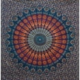 thumbnail image 3 of Bless International Indian hippie Bohemian Psychedelic Golden Blue Peacock Mandala Wall hanging Bedding Tapestry (Golden Blue, Queen (84x90Inches)(215x230Cms)), 3 of 4