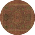 thumbnail image 1 of Ahgly Company Indoor Round Abstract Brown Modern Area Rugs, 3' Round, 1 of 4