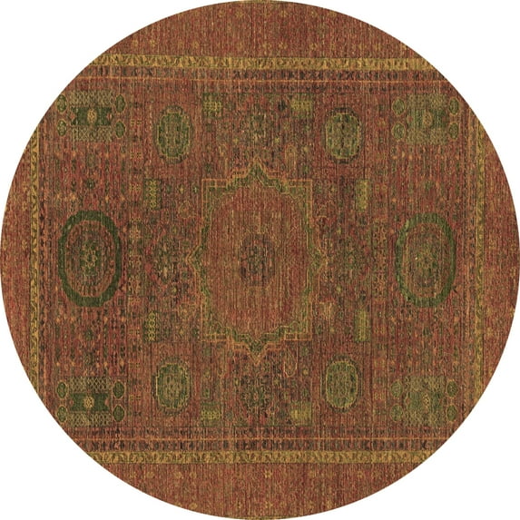 Ahgly Company Indoor Round Abstract Brown Modern Area Rugs, 3' Round