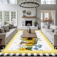thumbnail image 3 of Large Area Rugs for Living Room Bedroom, Sunflower 6'x9' Rug Washable Carpet Runner Indoor Outdoor, Yellow Flowers Black White Plaid Farmhouse Botanical Non Slip Floor Mats Rug for Kitchen, Playroom, 3 of 8