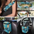 thumbnail image 4 of Yuyamidu Butterly Car Seat Cover Full Set of 15 Blue Steering Wheel Protector Auto Seatbelt Pads Cup Coaster Trash Bin Air Vent Storage Box Rear View Mirror Cover Coasters Keychain, 4 of 7