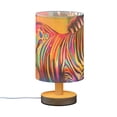 thumbnail image 2 of Zebra Horse Colorful Table Lamp USB Bedside Desk Nightstand Lamp Printed Gifts Small Lamp Wood Base for Bedroom Living Room Kids Room College Dorm, 2 of 7