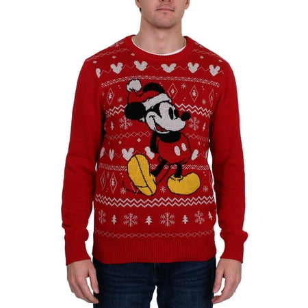 Disney Mens Mickey Christmas Holiday Pullover Sweater