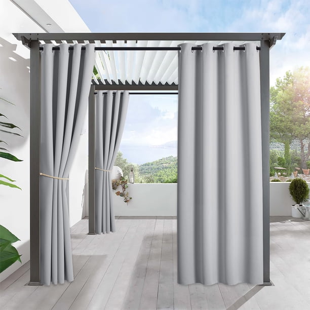 Cortinas para Exteriores RYB HOME Opacas, Impermeables, Gris Claro