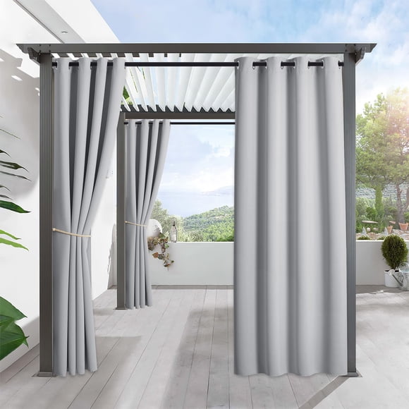 Cortinas para Exteriores RYB HOME Opacas, Impermeables, Gris Claro