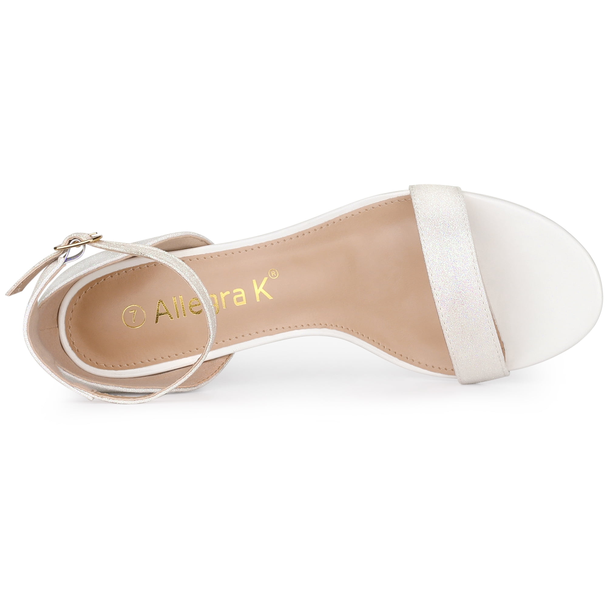 DARING DIVA Women's Glitter Ankle Strap Stiletto Heel Sandals White 9