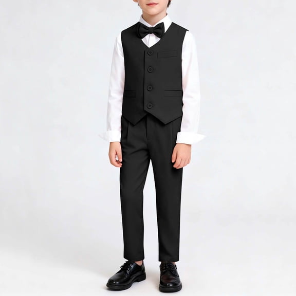 hengsof Kids 3 Pieces Suits Slim Fit Kids Outfits Vest Dress Pants Sets Formal Suit