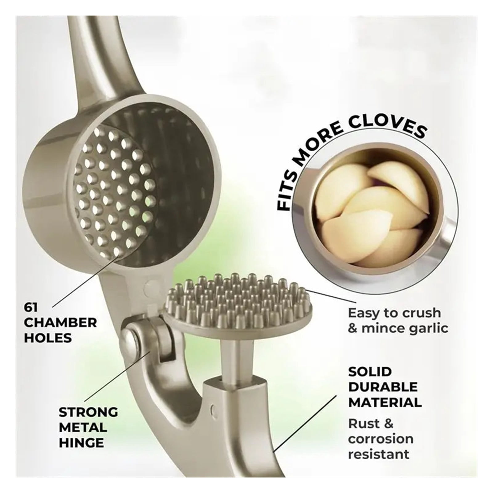 Garlic Press Set Kitchen Garlic Mincer Tool Easy Squeeze Easy Clean Silicone Garlic Peeler & Brush Home Kitchen Gadgets
