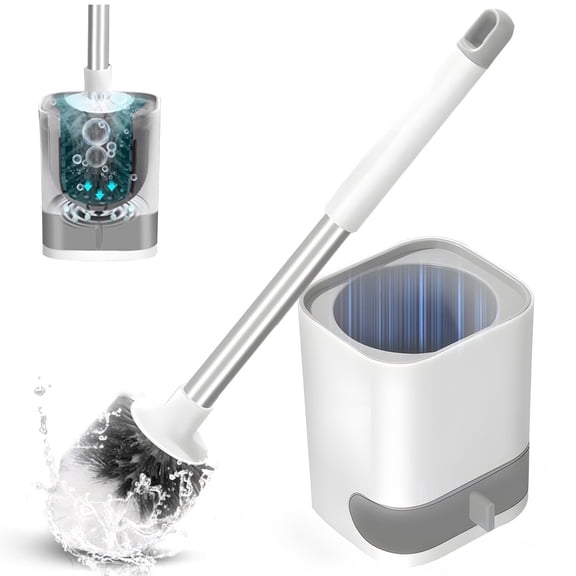 Fuvuan Toilet Brush and Holder, Nylon Bristles Bathroom Scrubber Cleaner Brush with Holder
