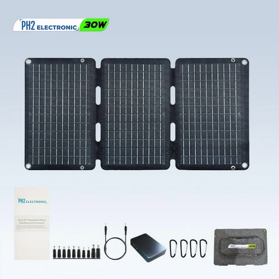 30w Portable Foldable Solar Panel Kit (18V,9"L x 13"W,1.5lb),Solar Controller