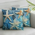 thumbnail image 3 of Acheng  Coastal Blue Starfish Pillow Covers Beach Nautical Decorative Throw Pillow Case Summer Beachy Cushion Cover Home Decor for Bedroom Sofa Living Room Couch Chair Outdoor,,Set of 2 White 22x22in, 3 of 7