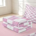 thumbnail image 6 of Manfei Vintage Grid Zipper Twin Comforter Sets with Fitted Sheet and 2 Pillowcases,Modern Checkered Zipper Bedding Set,Pink White,Pink Reversible,4pcs, 6 of 8