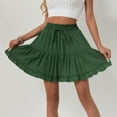 thumbnail image 6 of Besolor Summer Mini Skirt for Women Drawstring Elastic Waist Ruffle Pleated A-Line Flowy Beach Short Skirts, 6 of 9