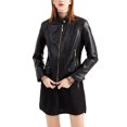 thumbnail image 1 of Txlixc Chaqueta de cuero Pu para mujeres, chaqueta de motocicleta de cuello alto Txlixc moda, 1 of 9