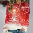 thumbnail image 2 of Women's Christmas Clothing Loose Graphic Sweatshirt Crewneck Long Sleeve Xmas Holiday Festive Tops for Women (S, Red), 2 of 6
