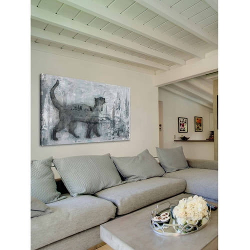 cat prance painting print on wrapped canvas