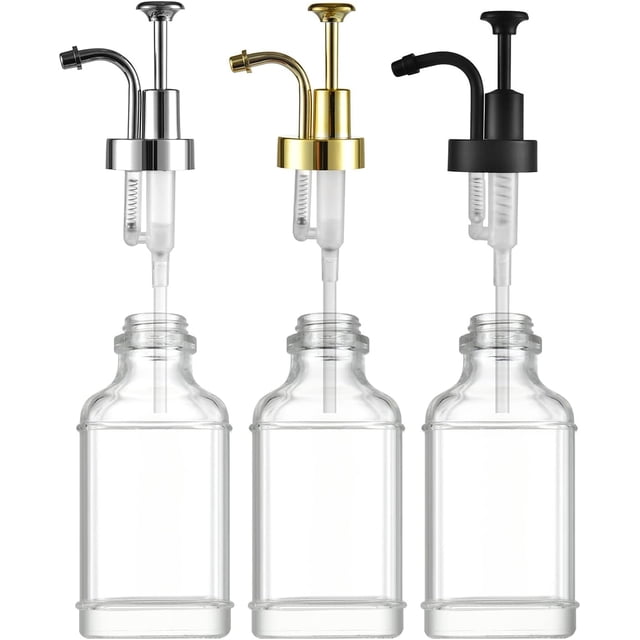 2 x Distributeur de Sirop de Café, Distributeur de Sirop en Verre 500 ml, Distributeur de Sirop de Café Transparent, Ensembles en Verre, Distributeur de Sirop de Café