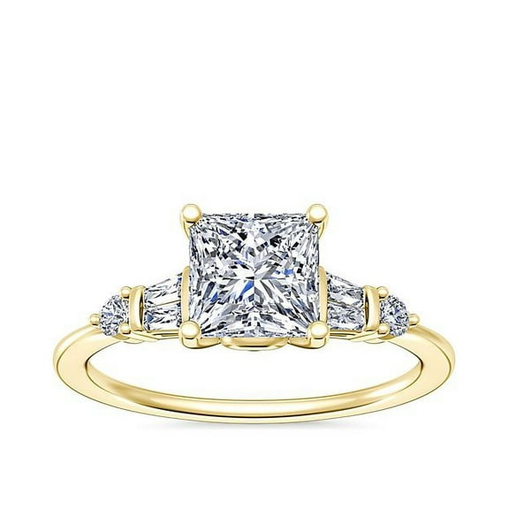 2.30 Carat Shiny Princess Cut Moissanite Diamond Engagement Ring for Women 14K Yellow Gold Ring Size 7 by Diamond-Capitals